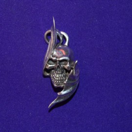 Winged skull silver pendant
